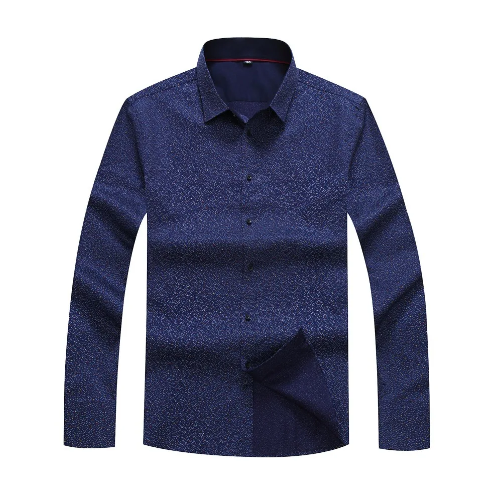 

new 8XL 7XL 6XL 5XLSpring Men Casual Shirts Long Sleeve Brand Printed Button-Up Formal Business Polka Dot Floral Men Dress Shirt