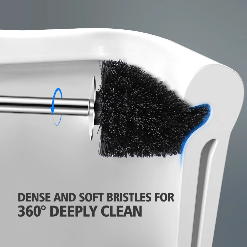 

HOMEMAXS 2PCS Toilet Brush With Holder Good Grip Stainless Steel Toilet Bowl Cleaner Brush Set for Bathroom (Polished)