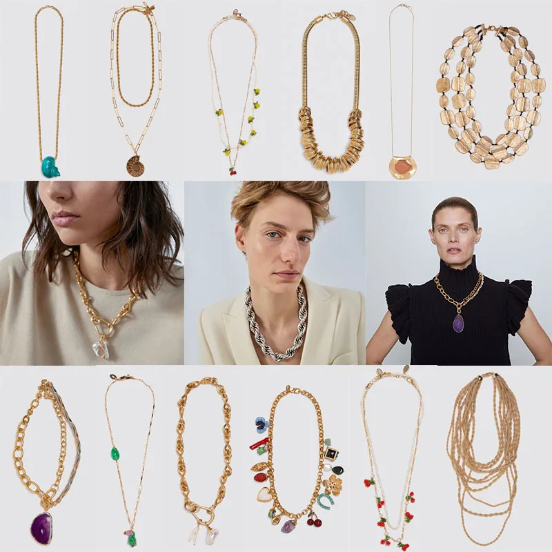 Женское винтажное ожерелье многослойное с подвеской в виде ракушки улитки из