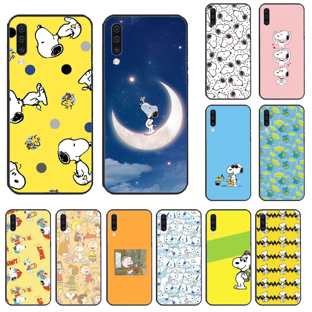 Арахис чарли браун Бигль черный мягкий чехол для телефона из ТПУ samsung A50 60 70 A6 2018