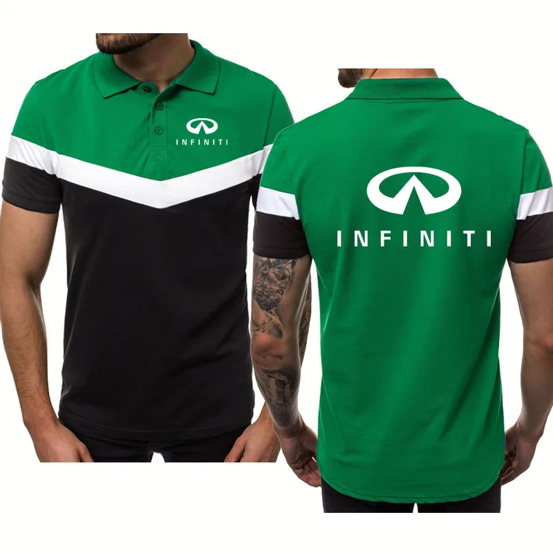 

2021NEW Trend Summer Men's tops Infiniti Car Logo Printing Cotton short sleeve Splicing High quality Men's polo shirt