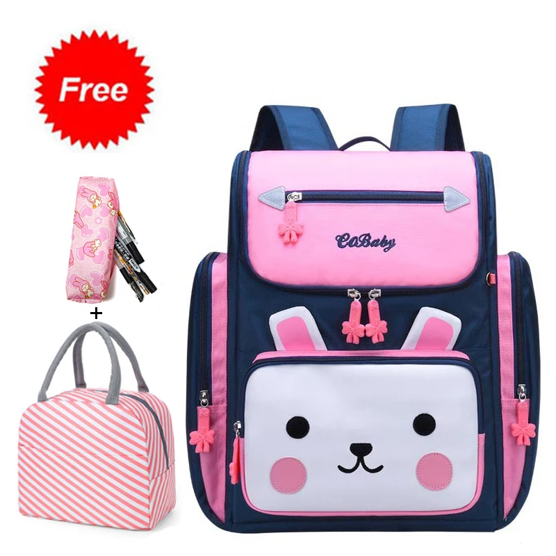 

New Cute Rabbit Waterproof Princess Girls Backpack Kids School Bookbag for Primary Students School Backpack Set Girls Book Bag