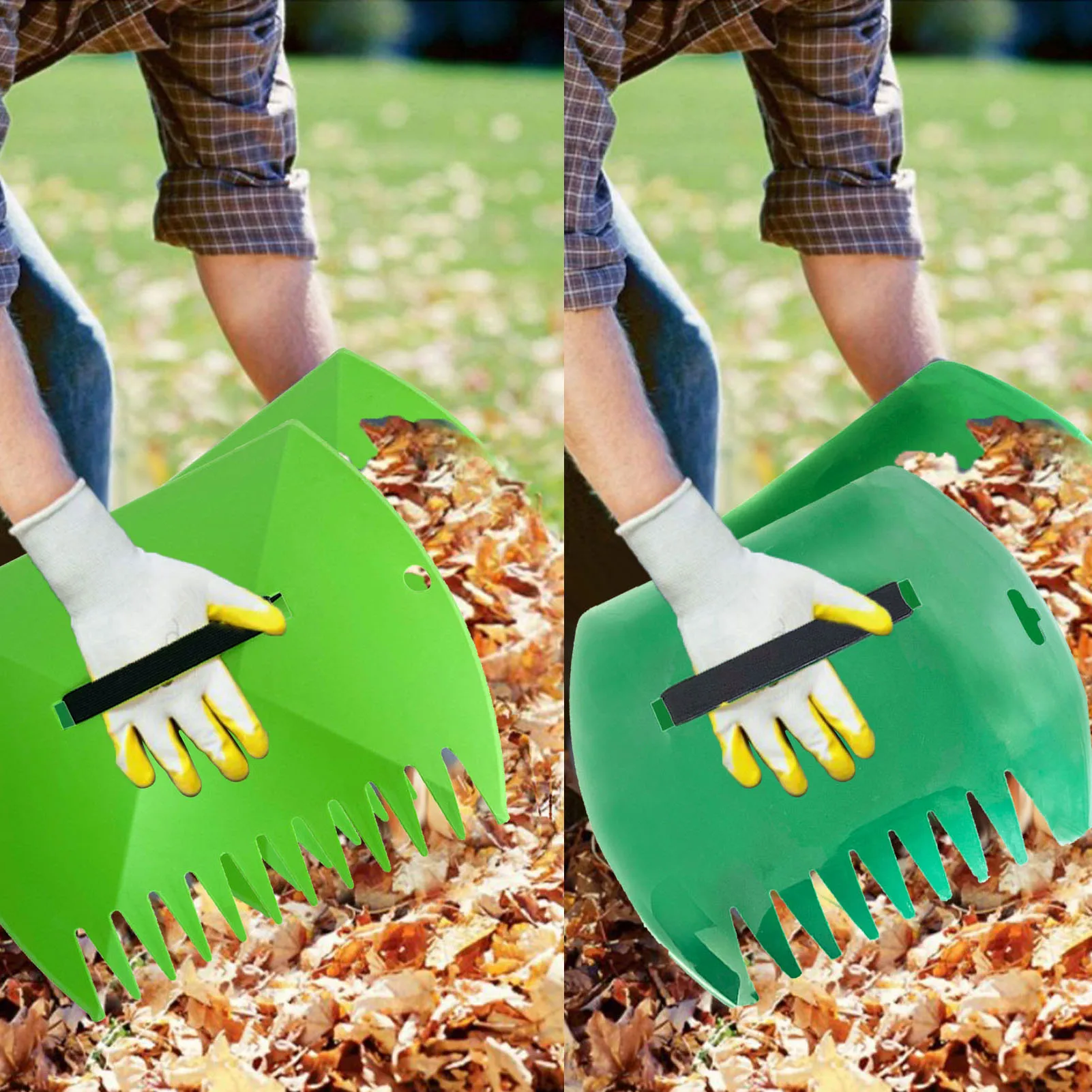 

1 Pair Garden Leaf Scoops Grabber Hand Yard Rakes Large Sized Multifunctional For Leaves Lawn Debris Rubbish Pick Up Tool