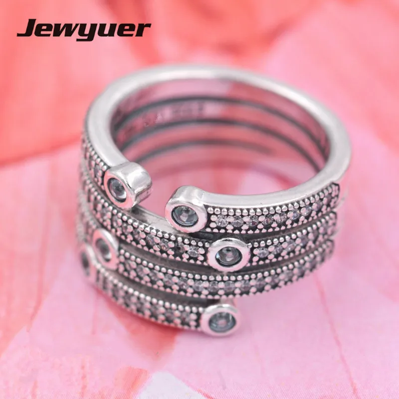 

Shimmering Ocean Silver rings for women 925 sterling silver fine jewelry wedding ring anillos Memnon wholesale RIP095
