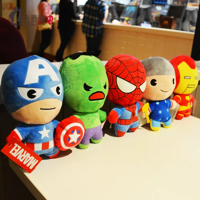 5pcs/Set The Avengers Dolls Marvel Captain America Batman Iron Man Superman Spider Plush Toy Cute Cartoon for Baby Kid | Игрушки и хобби