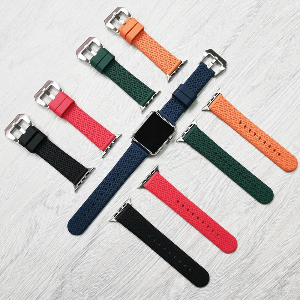 Крутой ремешок для Apple iWatch Series 5 4 3 2 1 спортивный силиконовый браслет Watch 4/5 42 мм 38 40