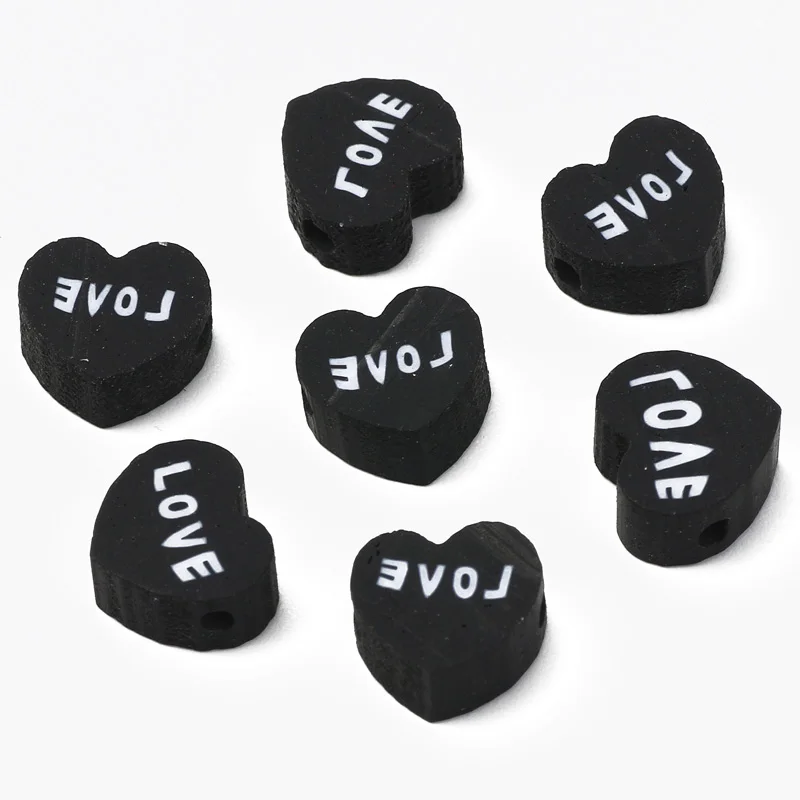 Бусины из полимерной глины в форме черного сердца 20 шт./лот | Украшения и