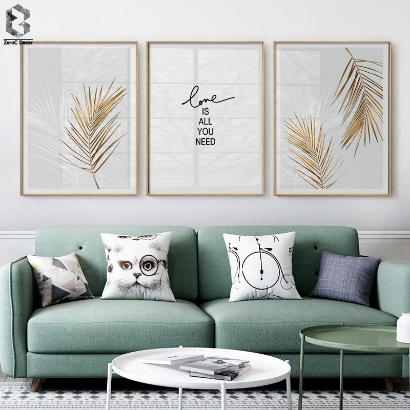 Постеры и печатные картины на холсте с изображением золотых листьев в