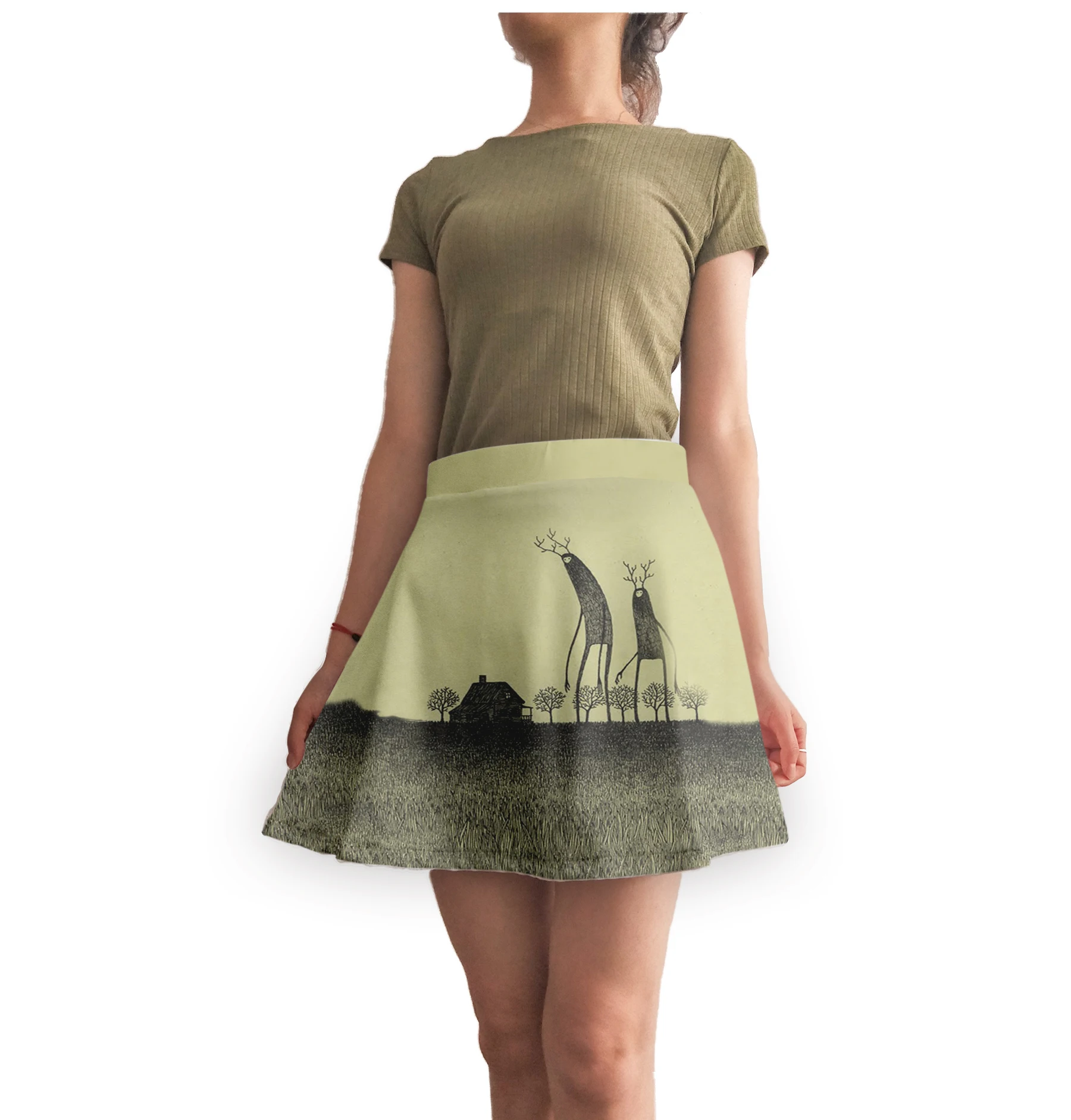 

2019 Summer Sexy Above knee Mini Fullprint Funny Pattern Casual Skirt