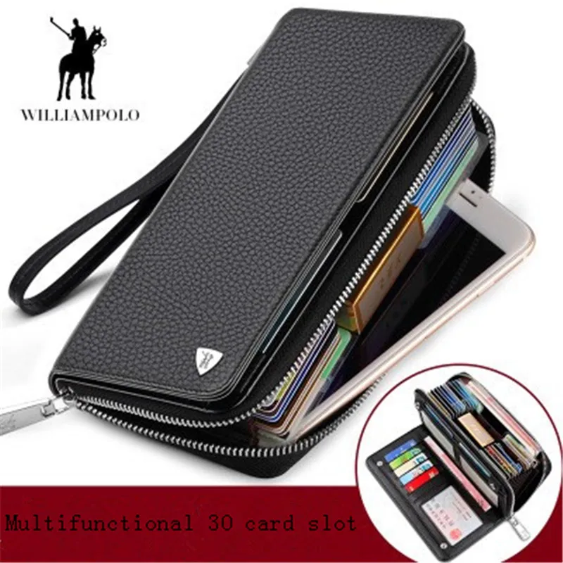 Мужской кошелек Williampolo кожаный вместительный с отделением для карт и защитой от
