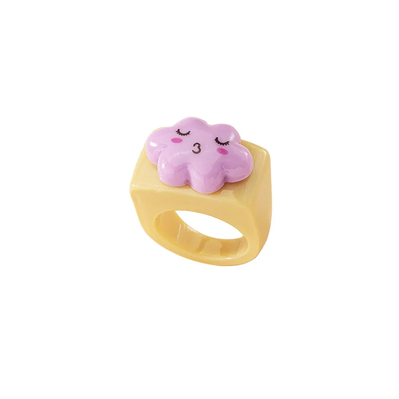 

2021 New Fashion Aesthetic Simple Cute Fashion Resin Acrylic Thick Geometric Square Rings For Women Girls Friends Jewelry Gift