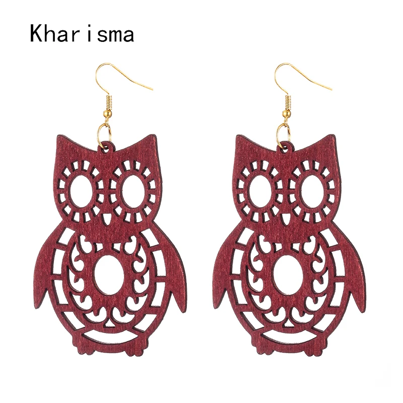 Женские длинные серьги подвески из натурального дерева в этническом