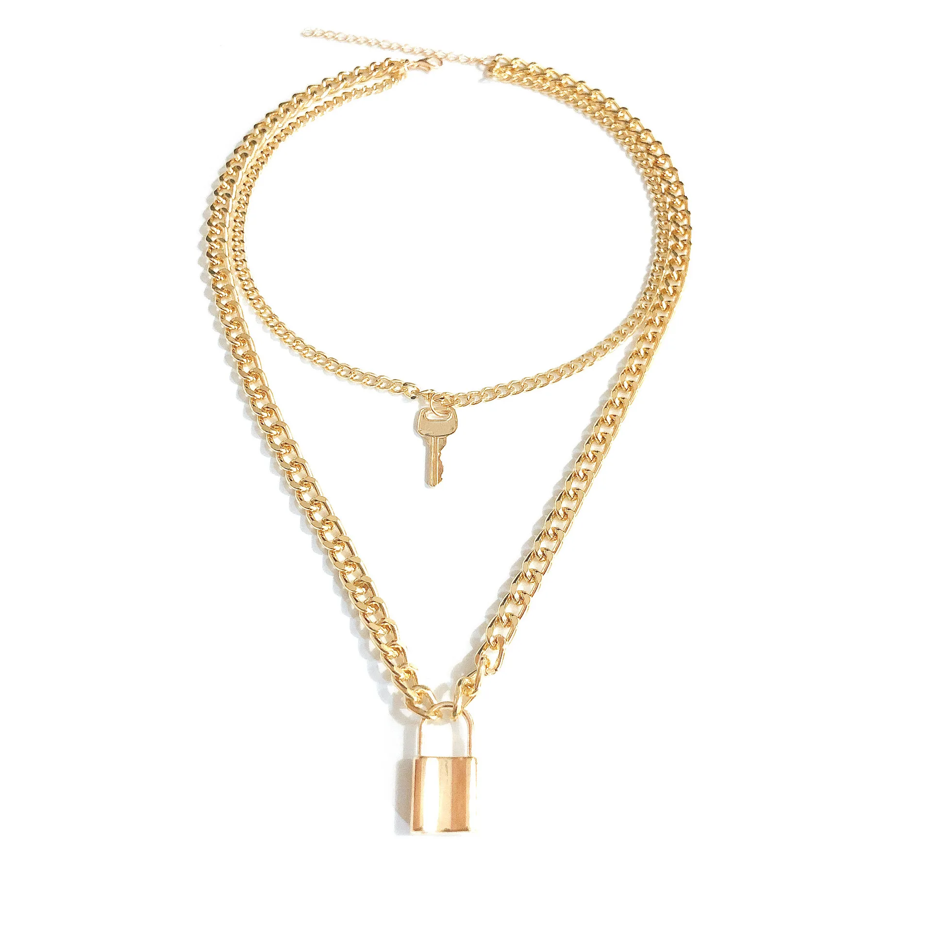 Цепочка-чокер Мужская/Женская Готическая с двойным замком подвеска в стиле панк