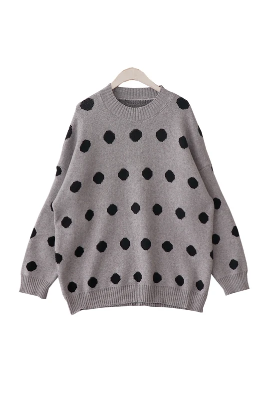 2019 autumn and winter new retro gray wave point temperament sweater female loose pullover | Женская одежда