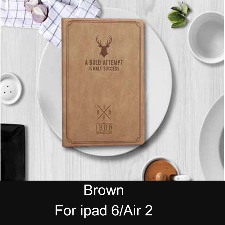 Brown Essidi для ipad 9,7 защитный чехол для планшета из искусственной кожи чехол для ipad 6 Air 2 Smart Auto Wake and Sleep Складная подставка - Цвет: Brown