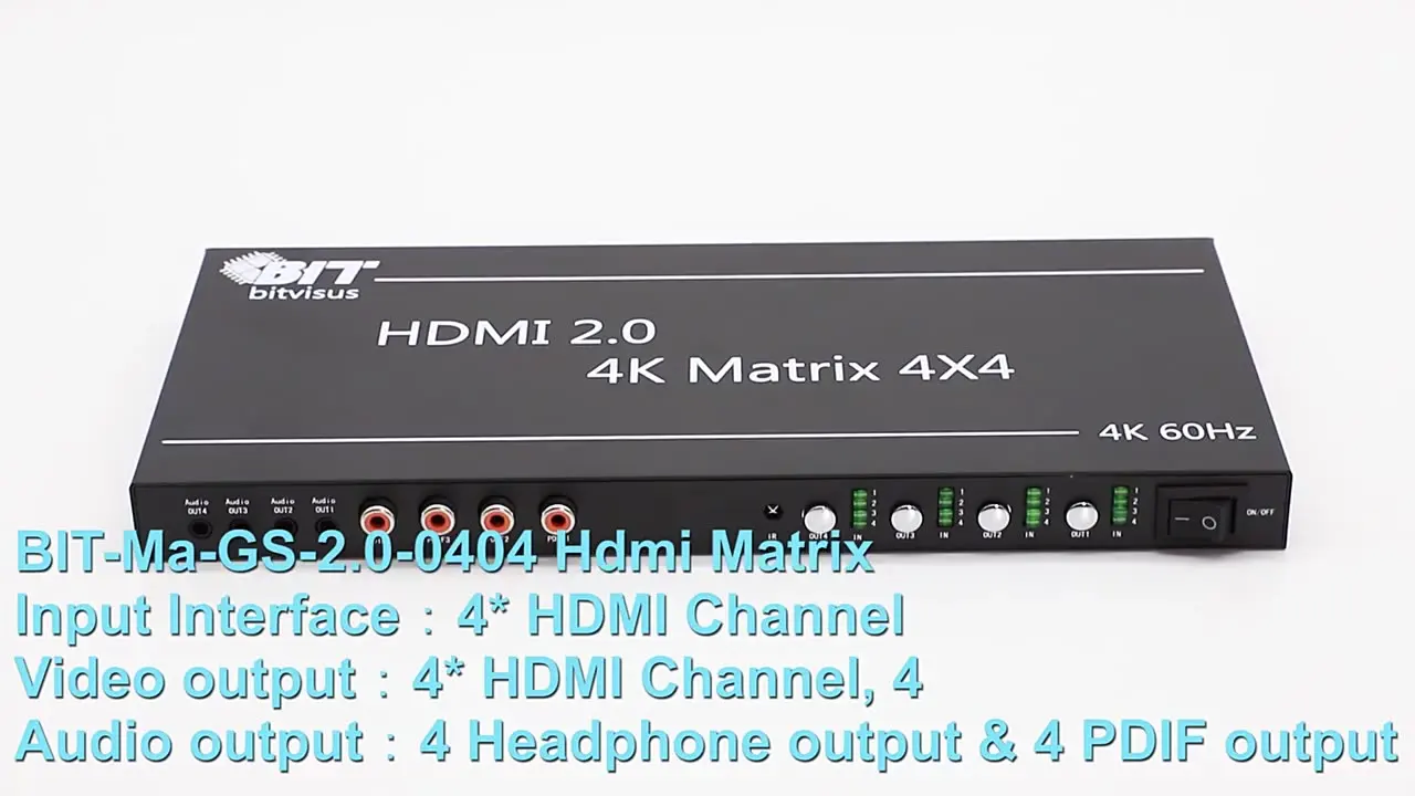 

2021 Bitvisus 4x4 hdm matrix video wall processor and matrix switcher