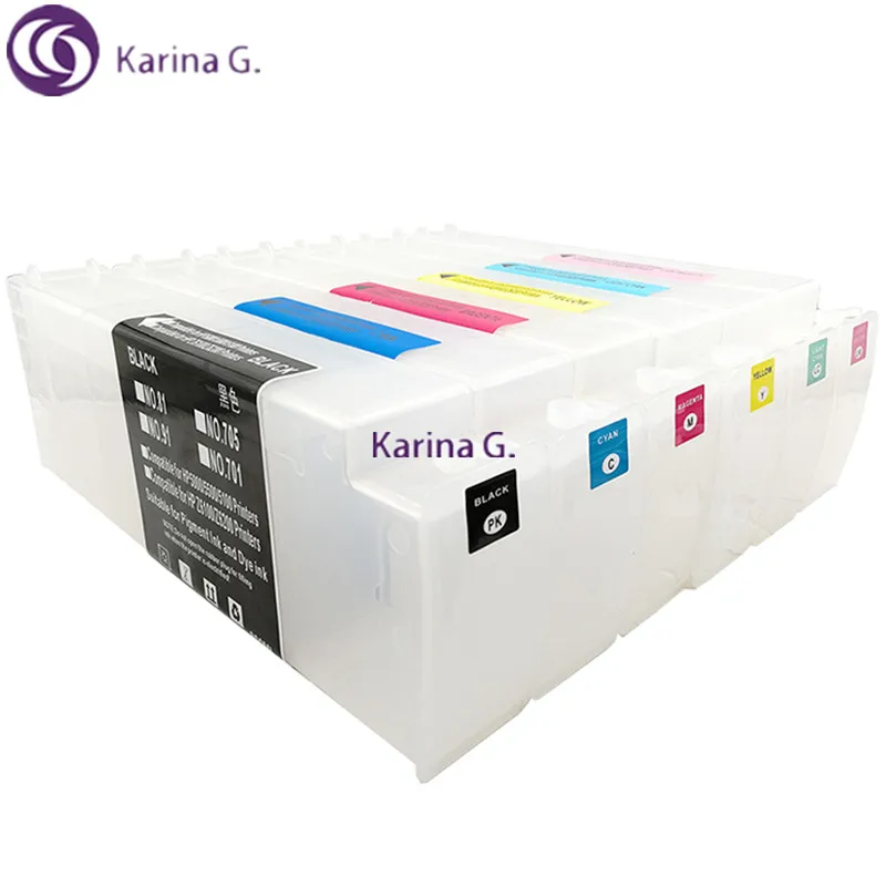 

6 Colors Refillable Empty Ink Cartridge for HP 81 suit For HP 5000 HP5500 Ploter Printer + Chip Decoder