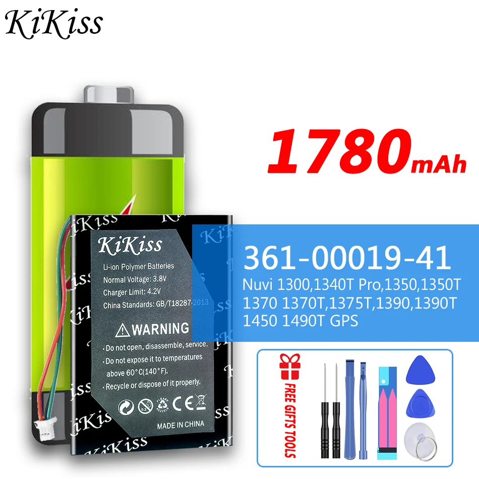 

1780mAh KiKiss Battery 361-00019-41 For GARMIN Nuvi 1300,1340T Pro,1350,1350T1370 1370T,1375T,1390,1390T,1450 1490T GPS