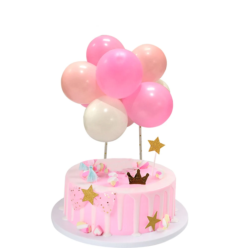 Pink White 1 компл. 5 дюймов мини воздушный шар "Конфетти" Торт Топперы День рождения Свадьба Рождество украшения детский душ торт Топпер флаги поставки - Цвет: Pink White