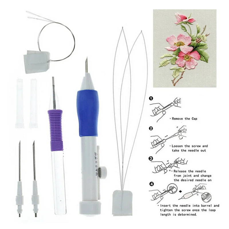 

Magic DIY Embroidery Pen Set Knitting Sewing Tool Kit Punch Needle Stitching ABS Plastic Punch Needle