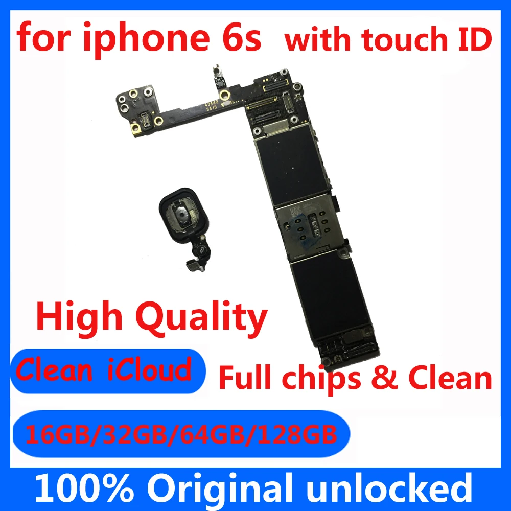 

Материнская плата Clean iCloud 16 ГБ 32 ГБ 64 Гб 128 ГБ для iphone 6s с/без Touch ID оригинальная разблокированная материнская плата для iphone 6S
