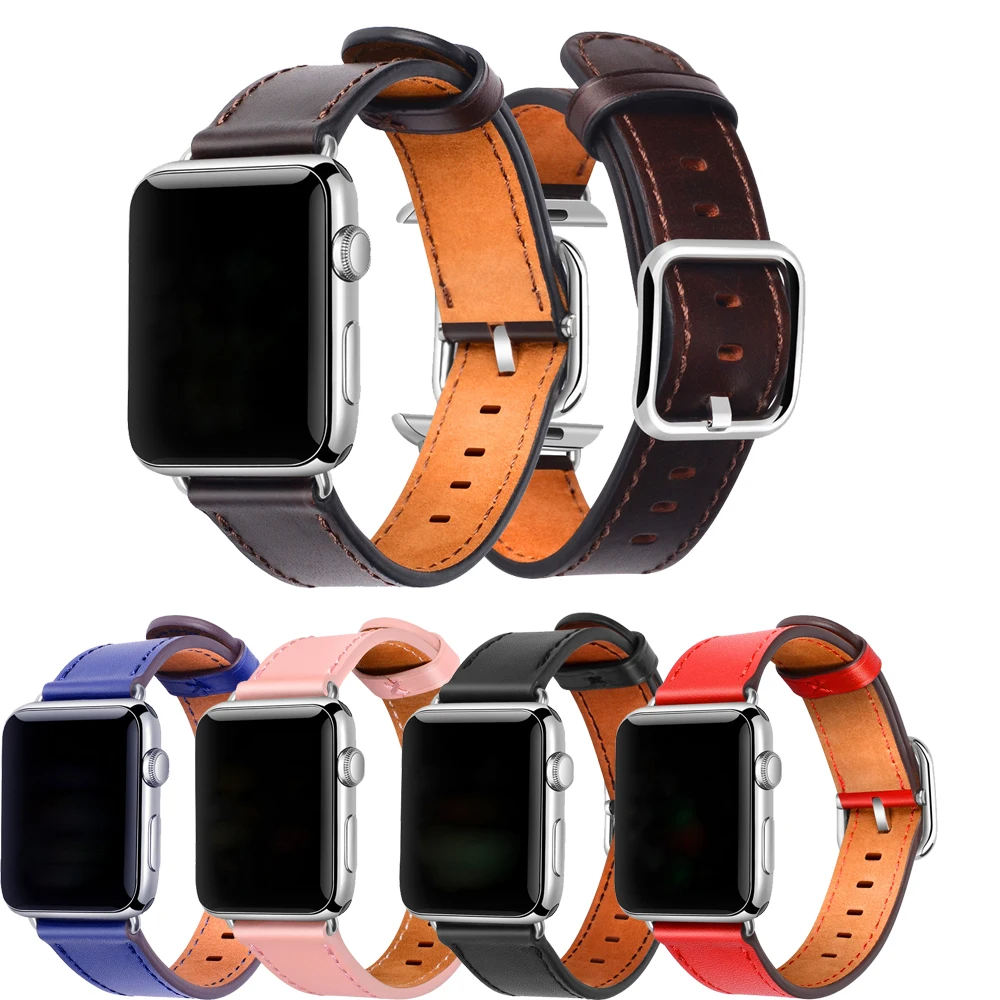 Ремешок из натуральной кожи для Apple watch band 4 5 44/40 мм спортивный браслет iWatch Series 3 2 1