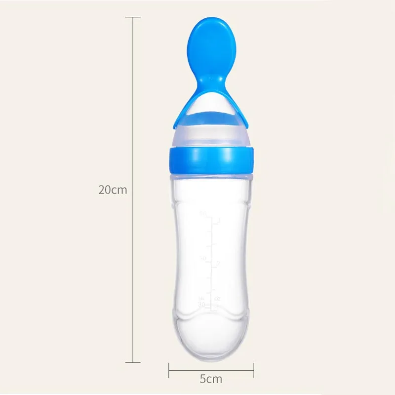 

Baby Spoon Lovely Safety Infant Baby Silicone Feeding With Spoon Feeder Food Rice Cereal Bottle For Best Gift