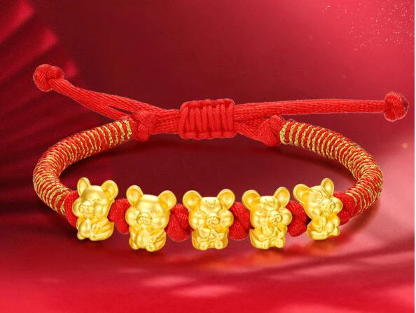 Реальный 24K Φ 3D год искусственной кожи мышь знаков зодиака тканый цветной шнур