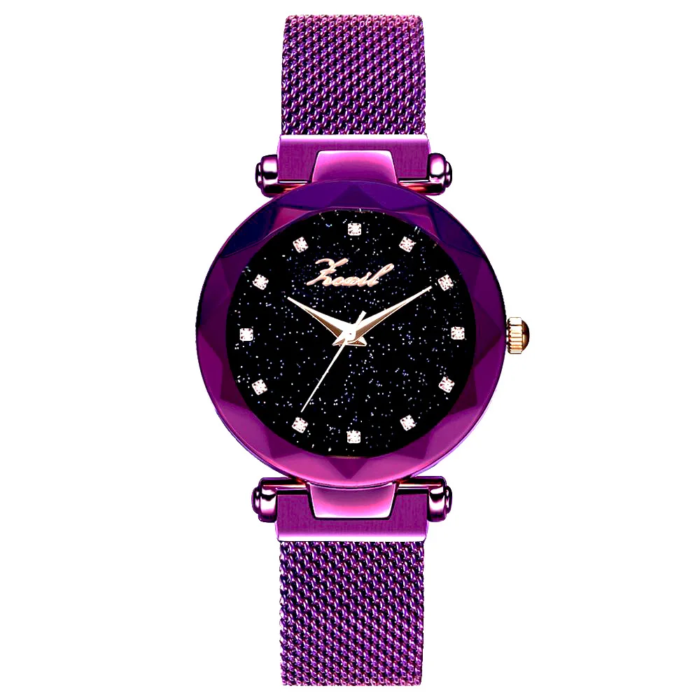 

Women Magnet Buckle Starry Sky Watch Luxury Ladies Stainless Steel Roma Dial Quartz Watch
