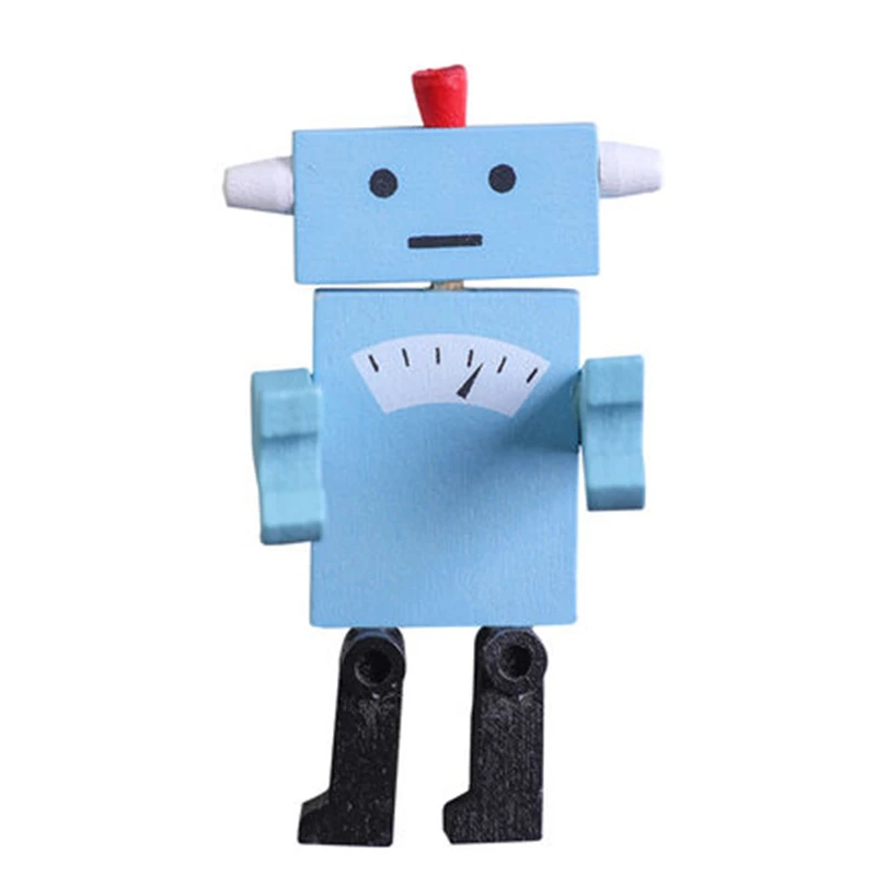 

Creative Wooden Robot Fridge Magnets Multifunction Cute 3D Robots Magnet Hooks Practical Refrigerator Message Decoration Racks