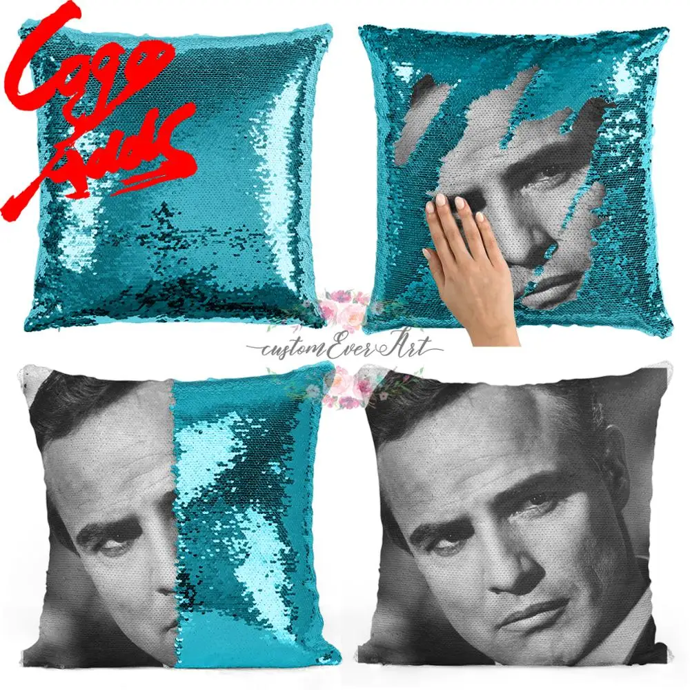 

Marlon Brando sequin pillow | sequin Pillowcase | Two color pillow | gift for her | gift for him | pillow | magic pillow