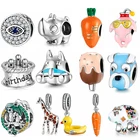 Женское серебряное кольцо для плавания в виде милой собаки желтой утки, подвески-бусины, ювелирные изделия, подходят для фотографий