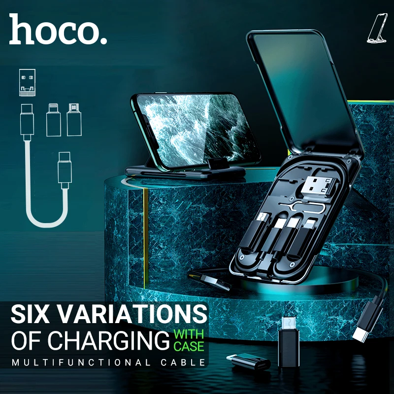 

hoco charging cable usb for lightning micro type c smart adaptor for iphone xiaomi huawei adapter mini storage box carrying case