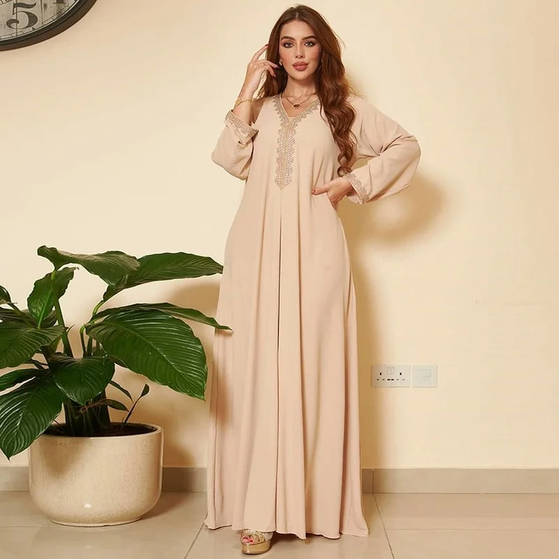 

Длинные платья с блестками для женщин, элегантное вечернее турецкое платье-хиджаб, мусульманское сдержанное арабское платье