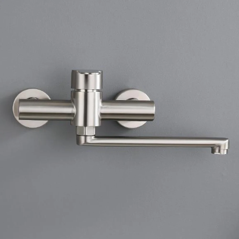 

Kitchen Faucet Stainless Steel Sink Tap Lengthened Swivel Wall Mounted Single Cold Water Faucet Mop pool Tap 5years Warranty