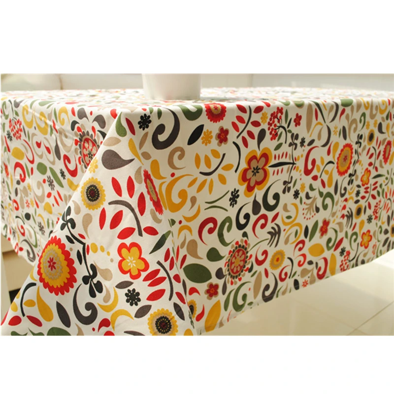 

New Arrival Tablecloth Cotton Canvas Beautiful Floral Printing Dining Table Cloth 90*90cm 140*140cm Accept Customization