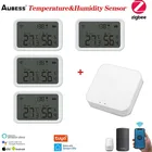 Датчик температуры и влажности Tuya Zigbee, комнатный гигрометр, термометр с ЖК-дисплеем, Alexa Google Home Aubess