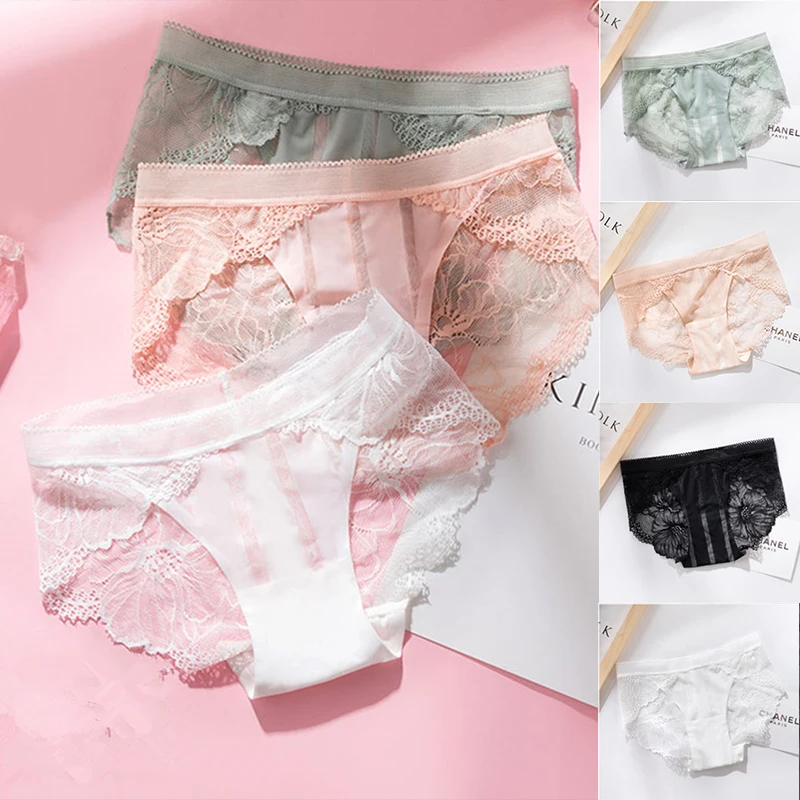 

3pcs Seduction Lace Panties Women Underwear Women Panty Lingerie Breathable Hollow Out Briefs Low-Rise Panties Female Underwear
