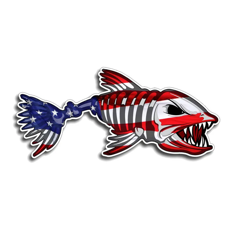 

New Lovely USA Bone Fish Flag Cover scratches Car-Sticker Decals for Bumper Rear Windshield Other Vehicle KK17*8cm