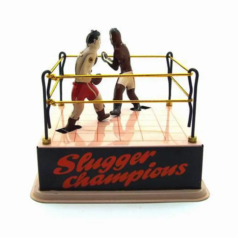 

Vintage Style Tin Toy Boxing Ring Wrestling Boxers with Wind-Up Key Retro Gift