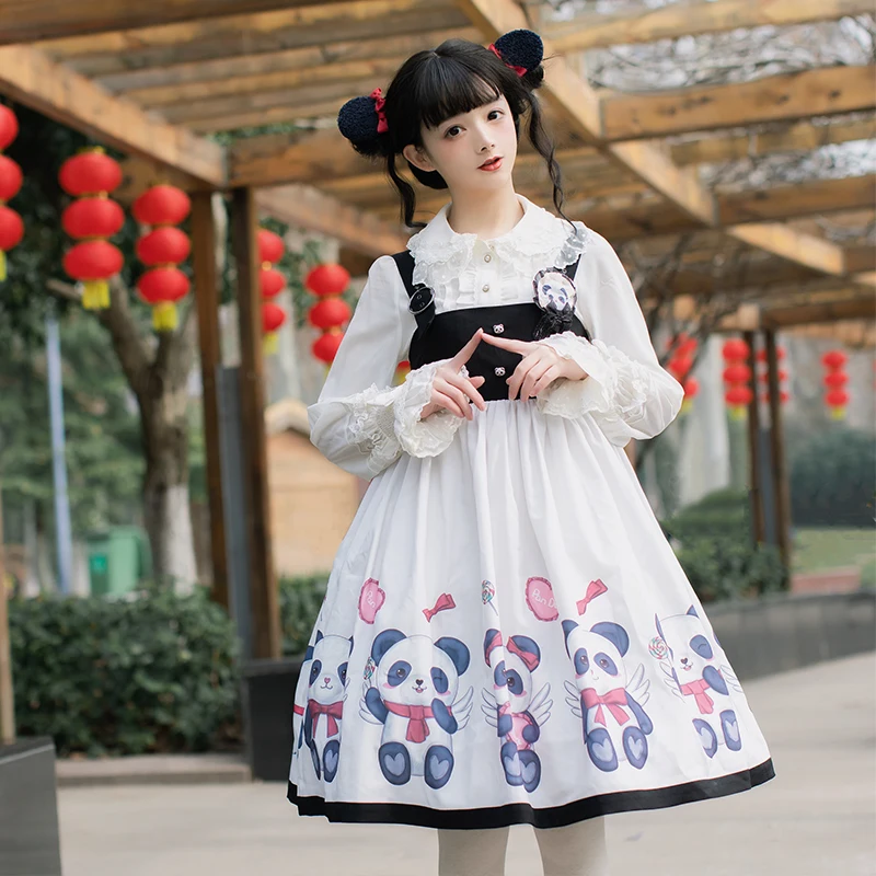 Платье Лолиты с принтом панды японская принцесса повседневная одежда милая