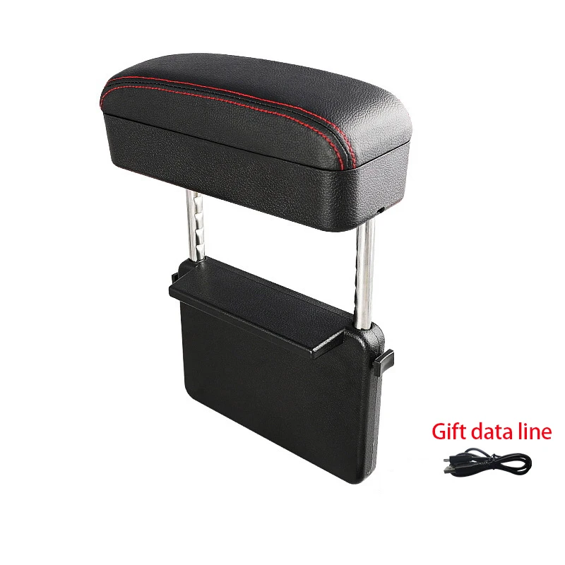 Red line Armrest Универсальный автомобильный подлокотник, поддерживающие подушечки, регулируемый автомобильный локоть, авто консоль, боковой Органайзер с беспроводной зарядкой, коробка для хранения - Название цвета: Red line Armrest