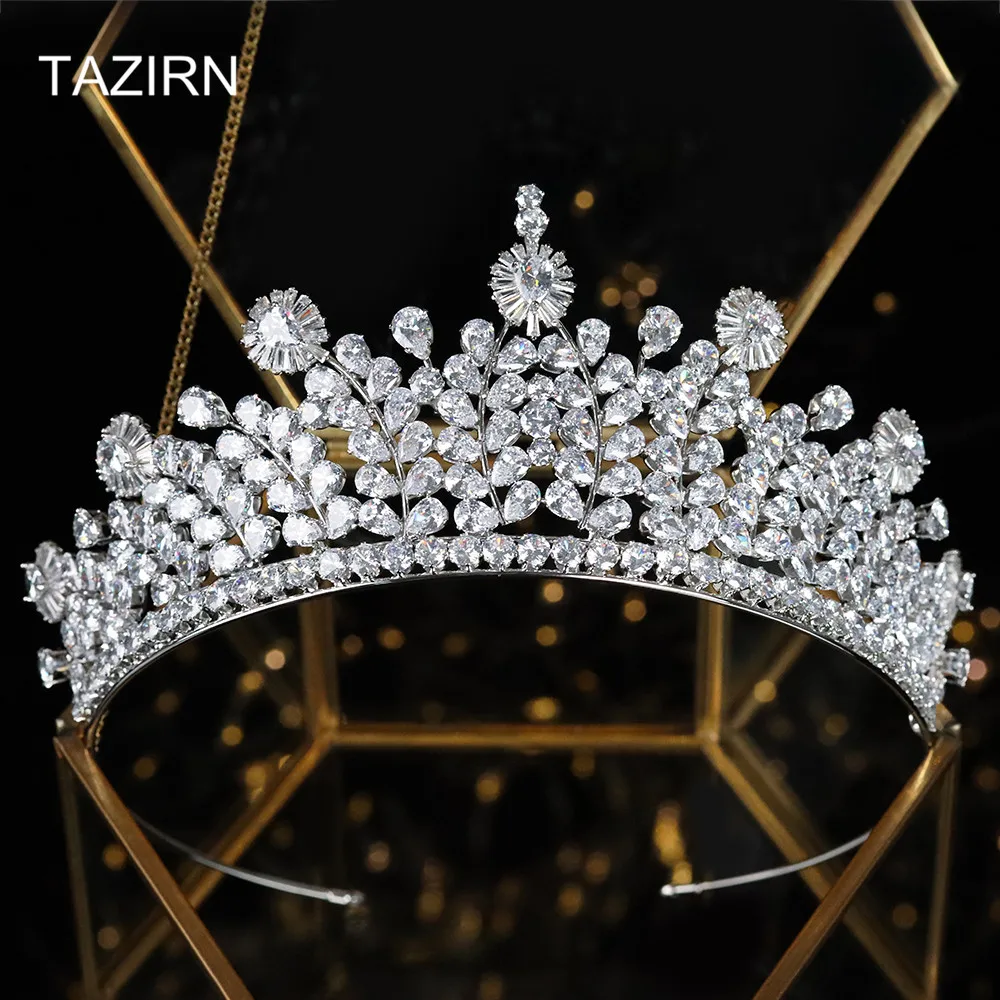 

5A Cubic Zirconia Sweet корона16 Quinceanera Princess Crown Zircon Headpieces CZ Wedding Bridal Tall Tiaras Pageant Hair Jewelry