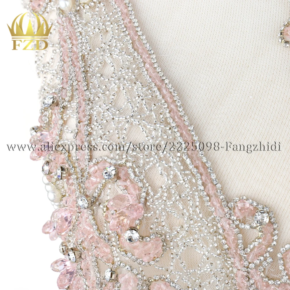FZD 1 комплект светло розовый кристаллический камень патчи и стразы для свадебных