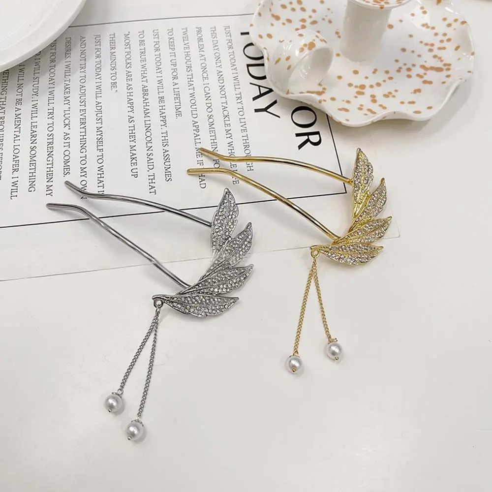 

Metal Tassel Hairpin U-Shaped Leaf Simple Disk Hair Sticks Woman Pearl Hair Fork Styling Tool DIY Hair Accessories
