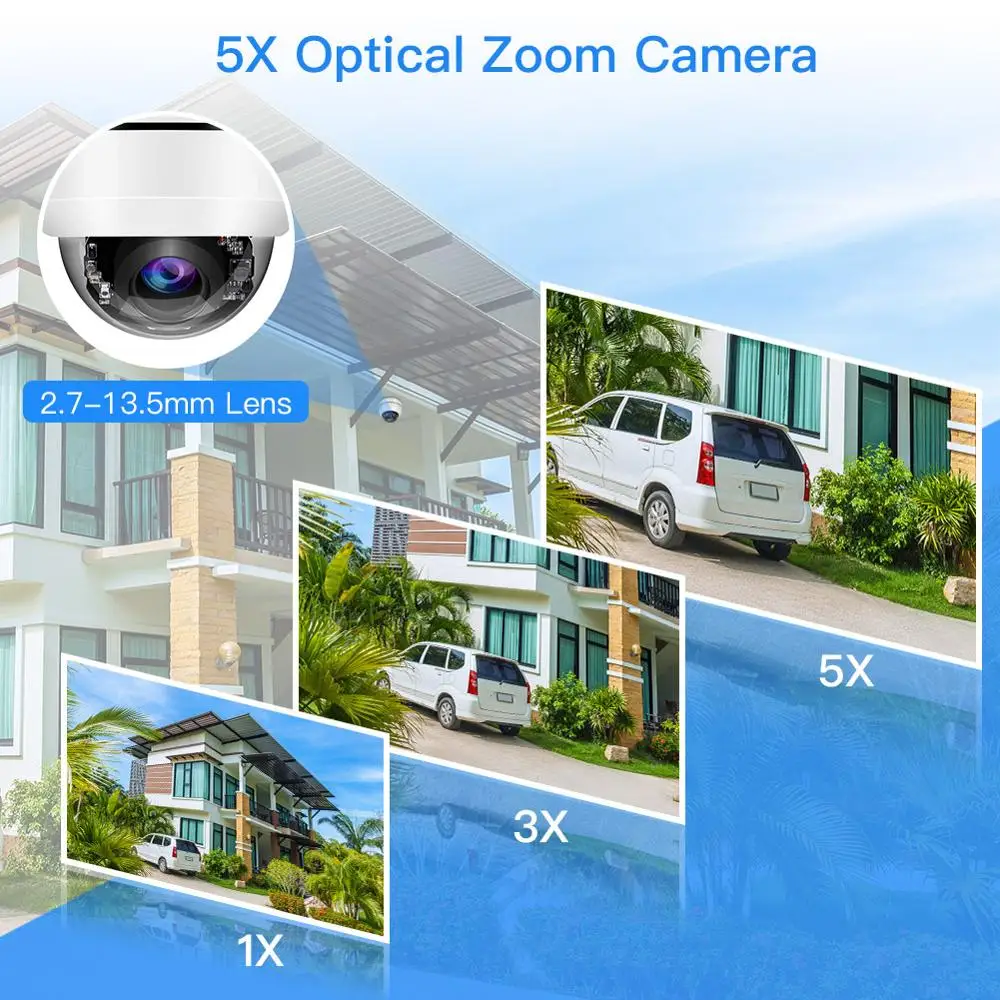 TOMLOV 2MP PTZ HD IP Camera Outdoor POE Security Dome 5X Optical Zoom Onvif Network IR Night Vision IP66 Waterproof Ipcam | Безопасность