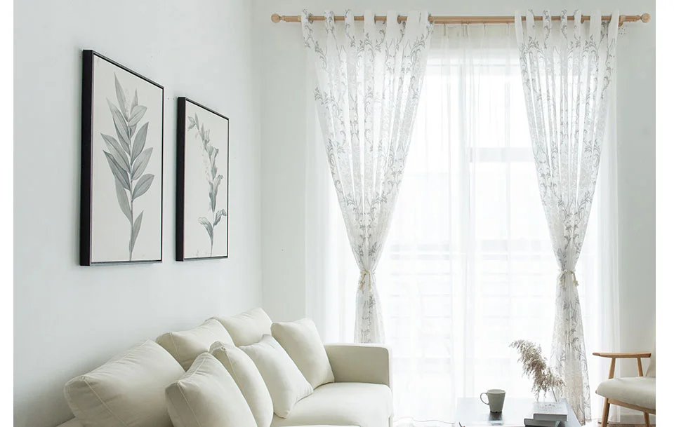 

European Geometric Sheer Window Curtains For Home