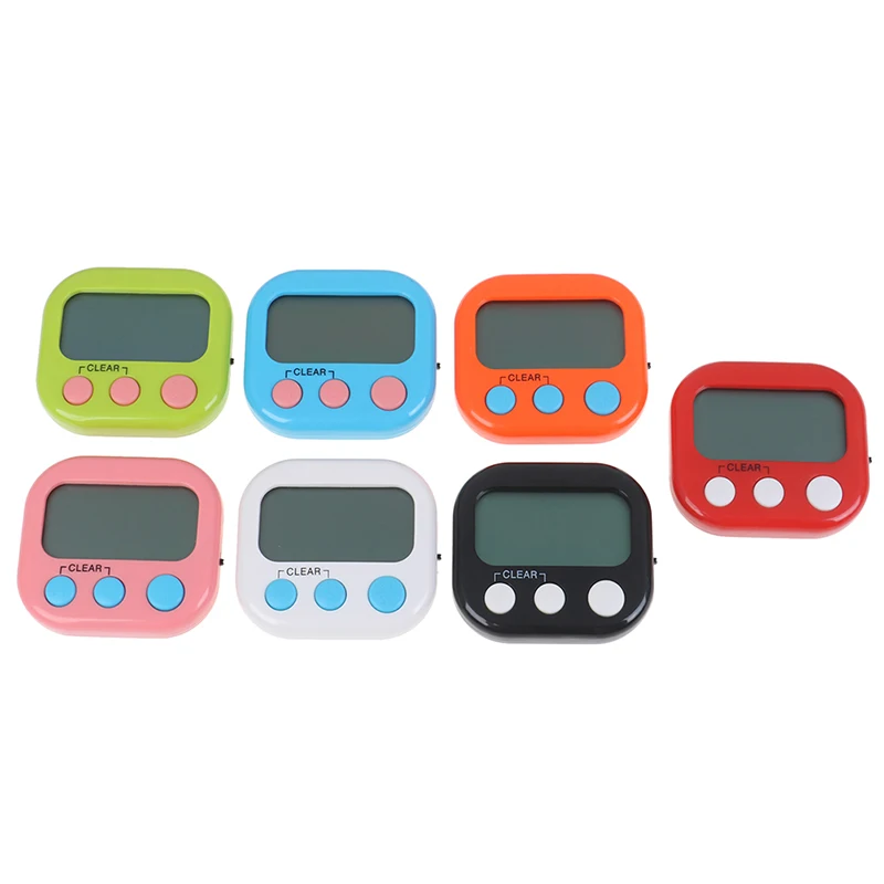 Магнитный ЖК цифровой кухонный таймер обратного отсчета с подставкой белый