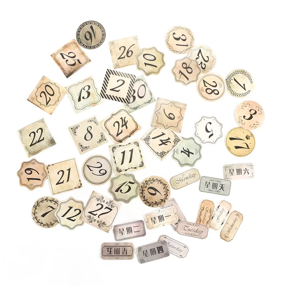 45 листов/коробка винтажный герметичный стержень с цифрами бумажная наклейка для