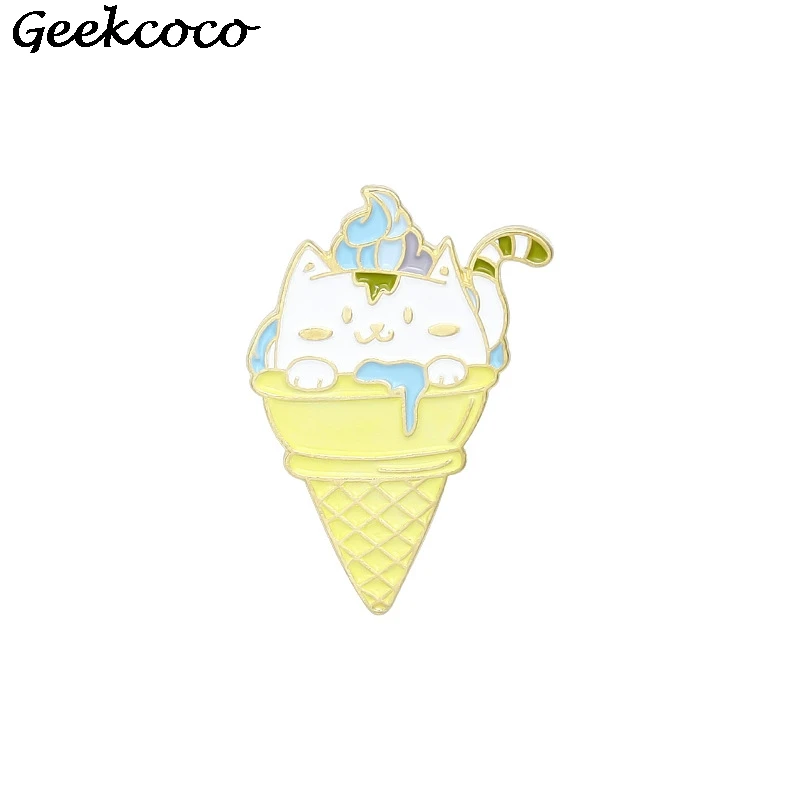

20pcs/lot J1621 Geekcoco Cartoon Cat Pins Metal Enamel Brooches and Pins Collection Lapel Pin Badge Jewelry Gift for Girls